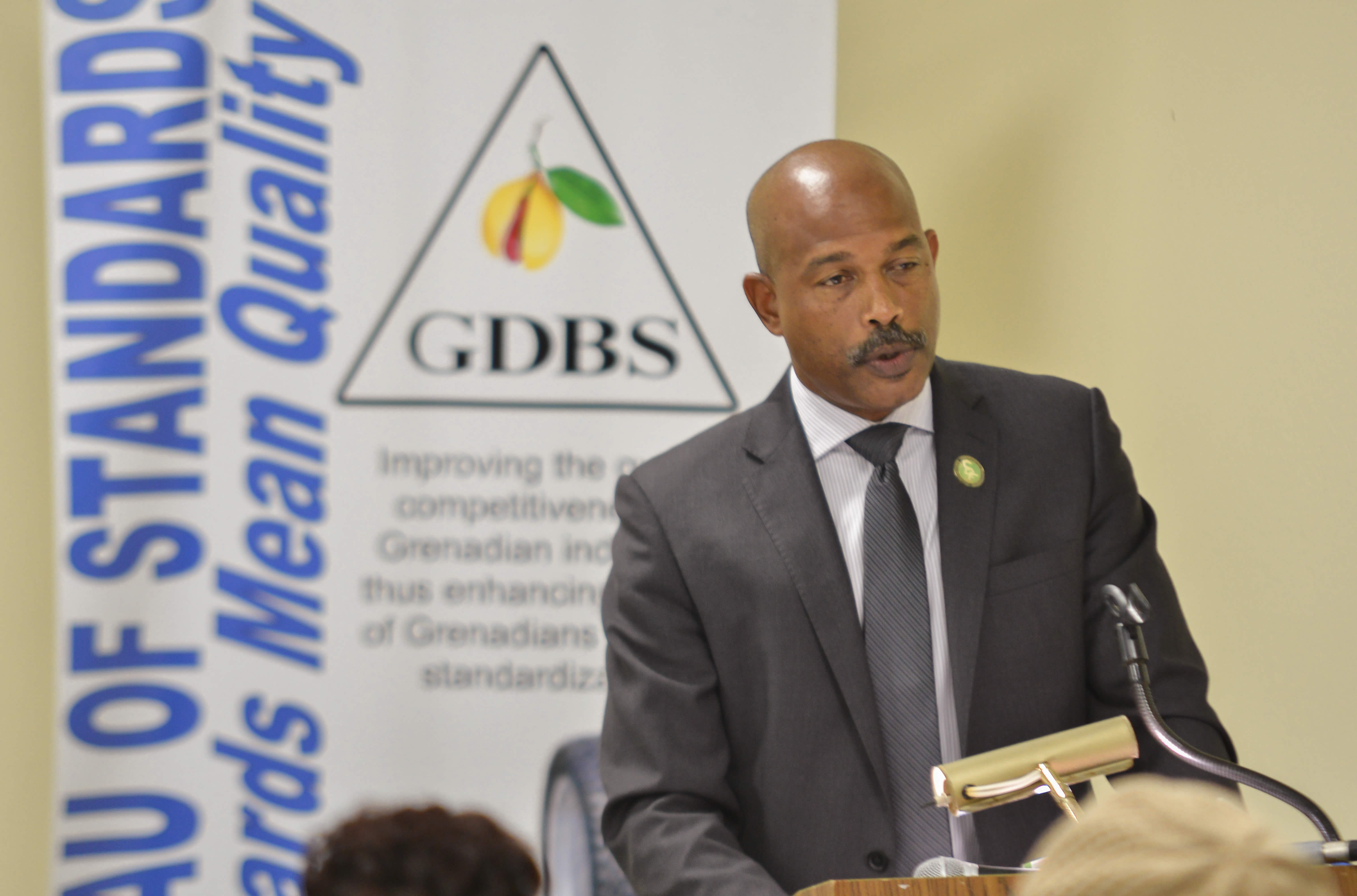 Mr. Soomer, CEO CDF addresses the audience at the Grenada Bureau of Standards commemorating the assistance received from the CDF.